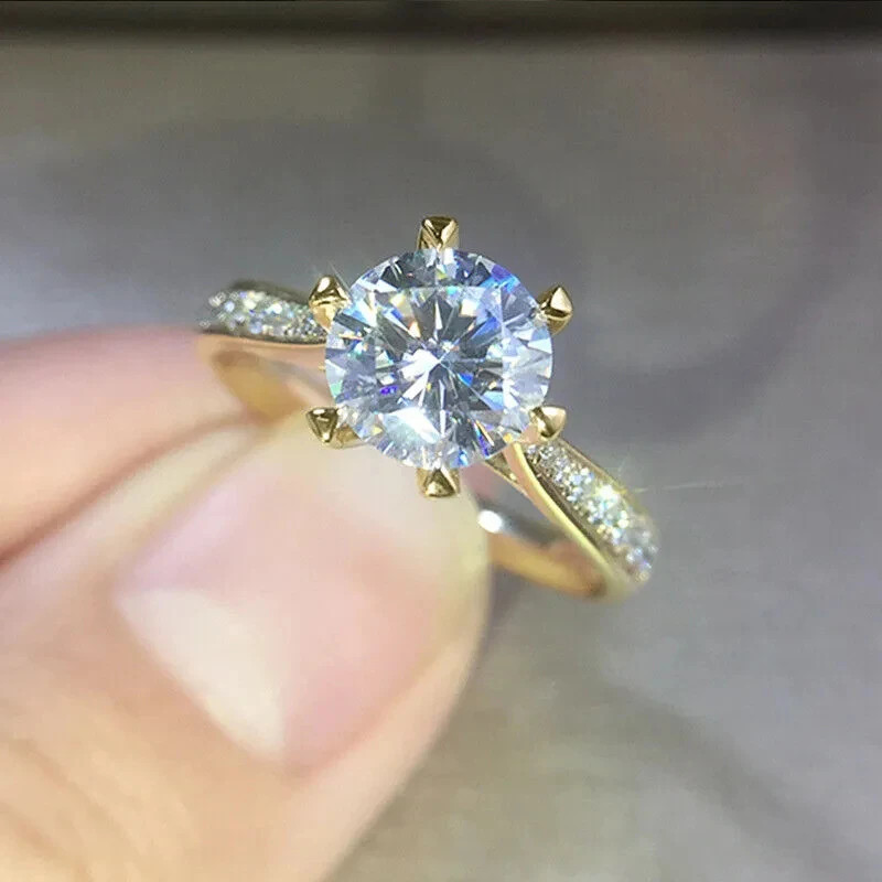 925 เงินสเตอร์ลิงคลาสสิก Cubic Zirconia แหวนผู้หญิง Elegant คุณภาพสูงสีทองแหวนหญิงแนวโน้มงานแต่งงาน Eternity เครื่องประดับ