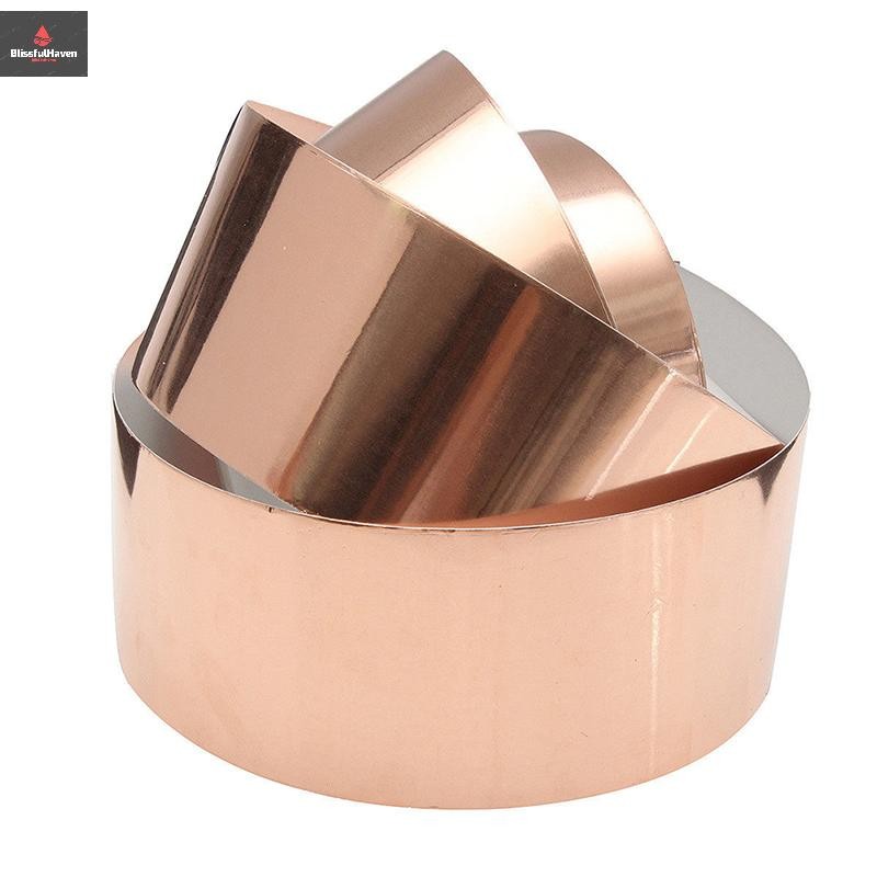 Cod 50 มม. x 3 ม. EMI เทปฉนวนฟอยล์ทองแดง Conductive Self กาว Barrier กีตาร์ ใหม่ ใหม่ ใหม่