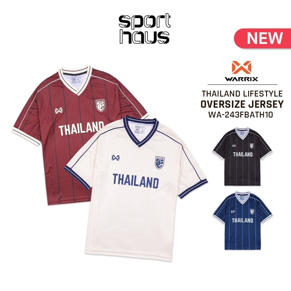 WARRIX Oversize แขนสั้น เสื้อบอล เสื้อทีมชาติไทยโอเวอร์ไซส์ (WA-243FBATH10) - สีน้ำเงิน/ดำ/แดง