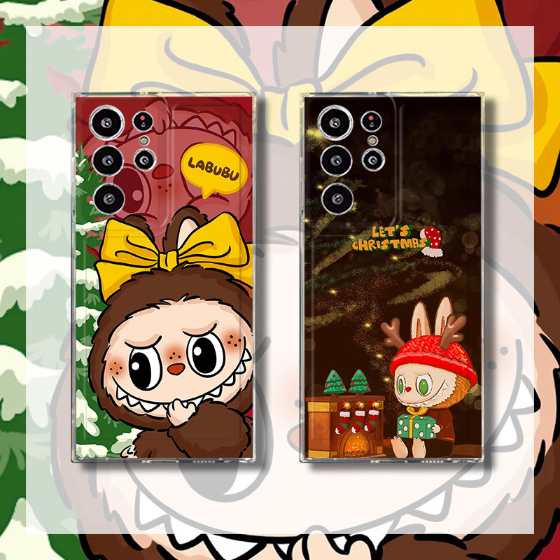 Labubu Merry Christmas สําหรับ Samsung S24 FE A55 A16 A06 A14 A24 A34 A54 A15 A25 A35 S21 S23 FE S22 Ultra หมายเหตุ 10 Plus 20 Ultra 5G น่ารักการ์ตูนคู่ซิลิโคนนุ่ม
