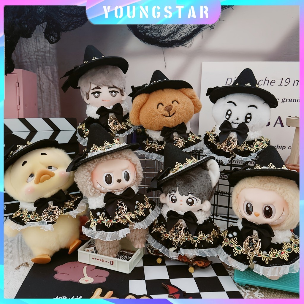 17 ซม.Labubu ฮาโลวีน Magic Secret ผ้าคลุมไหล่หมวก Dress Up สําหรับ labu ผ้า Hoodies ตุ๊กตาอุปกรณ์เสริมน่ารักตกแต่งผ้าเล็กๆ