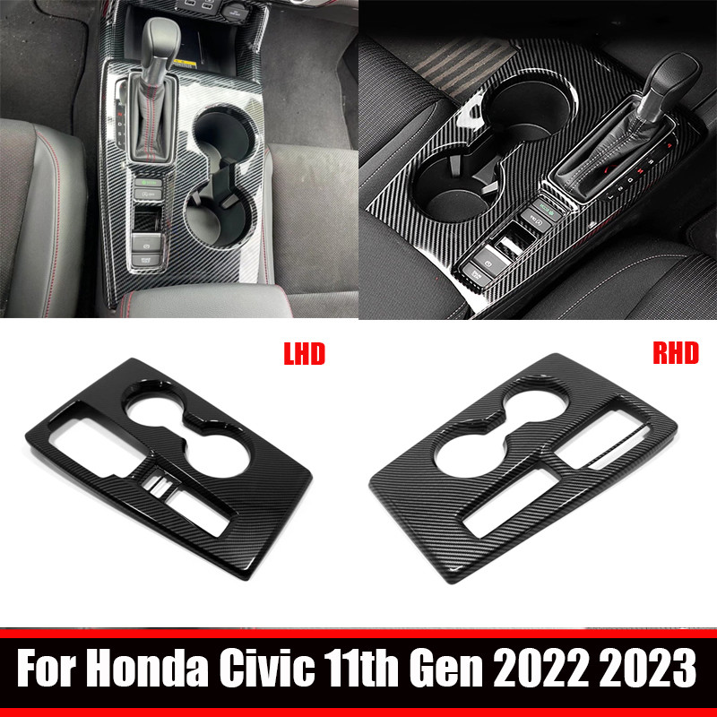 Honda Civic FE 11th Gen 2022-2024 Central แผงควบคุมเกียร์กล่อง Panle ถ้วยน้ํา Hodler ฝาครอบสติกเกอร์ตกแต่ง