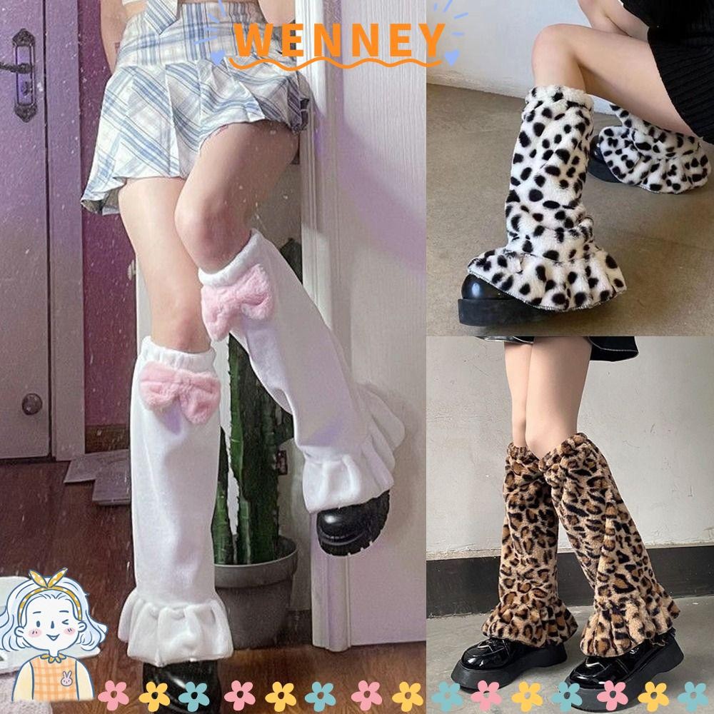 Wenny ฤดูหนาวถุงน่องที่อบอุ่น, Plush Goth ขาอุ่น, Harajuku ฤดูหนาว Warm ต้นขา Y2K ฝาครอบเท้า Lolita