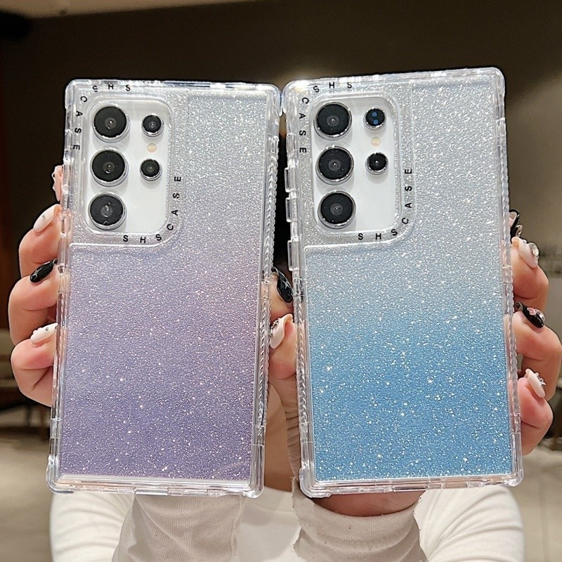 สำหรับ Samsung S24 S23 ultra PLUS S24 Fe 3 in 1 Bling gradient Glitter เคสโทรศัพท์สำหรับ Samsung S22 ultra PLUS S25 S21 S20 FE A16กันกระแทกฝาหลังแบบแข็ง ราคา ถูกที่สุด ดีลบีเคเค