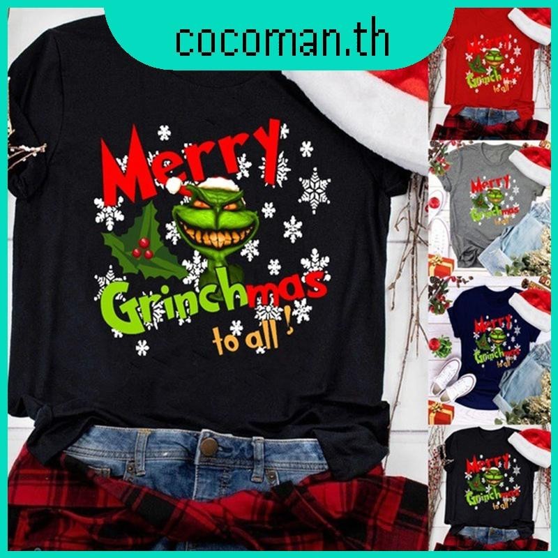 Festive Women Christmas Grinch Casual Tunic T-shirt Fit With Comfort