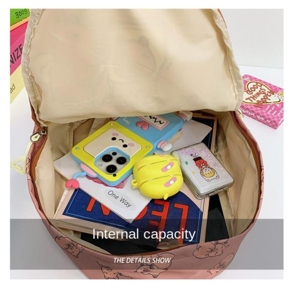 CNXIQU กระเป๋าเป้สะพายหลัง Capybara กระเป๋านักเรียนการ์ตูนนักเรียนระบายอากาศได้กระเป๋าหนังสือไนลอนความจุขนาดใหญ่พิเศษน่ารัก - รูปที่ 3