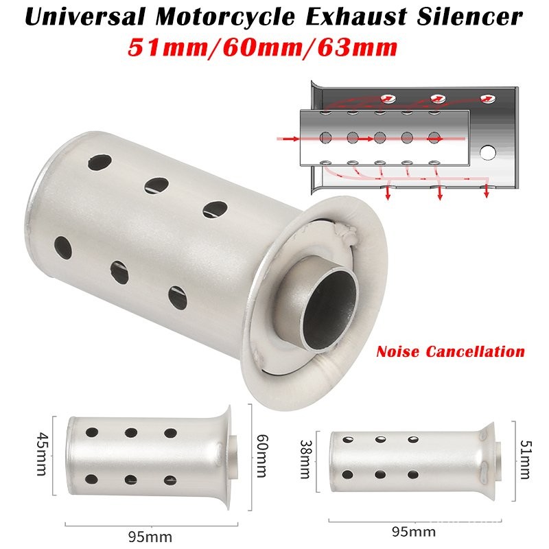 Universal 51mm 60mm 63mm Motorcycle Front Middle Pipe DB Killer Moto Exhaust Muffler Silencer Noise 