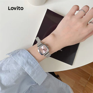 Lovito สง่างาม นาฬิกาควอตซ์แบบ โลหะ สไตล์ฝรั่งเศส สำหรับผู้หญิง ดีไซน์มินิมัล ลายนาฬิกา LFA86236
