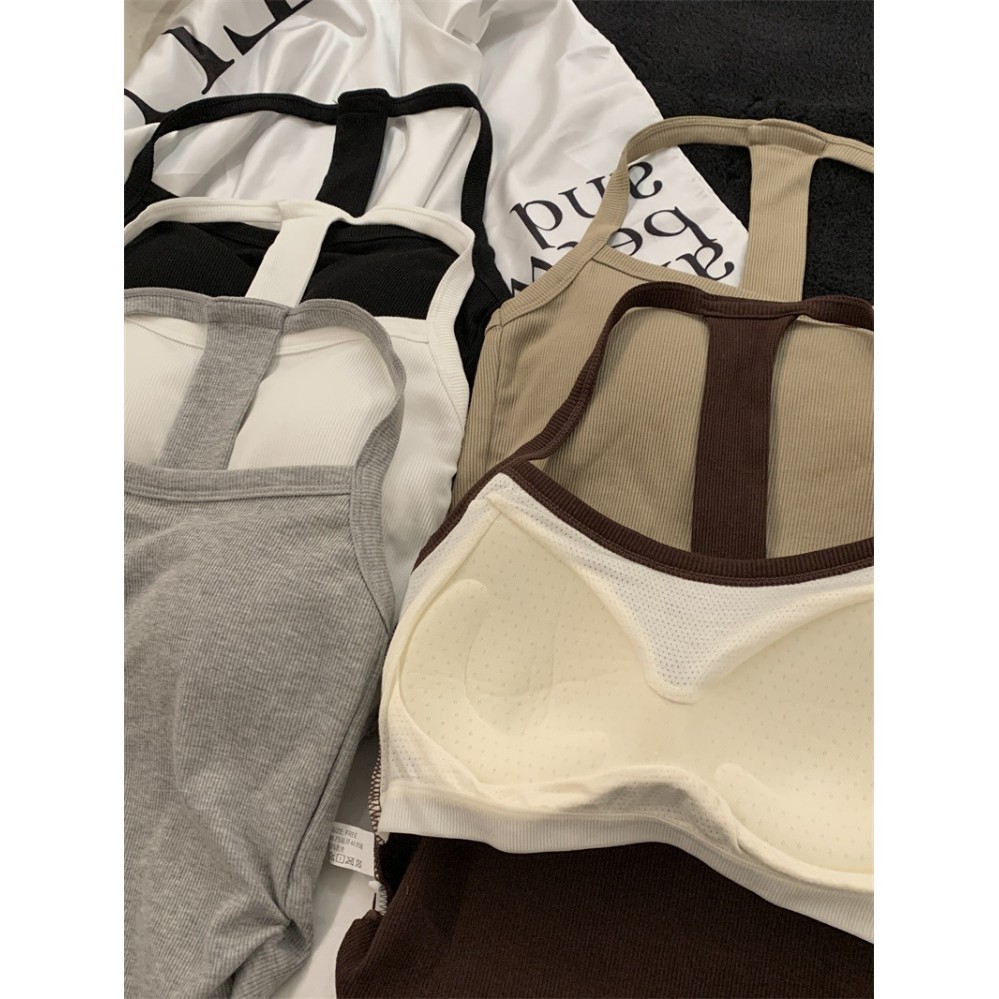 Elves พร้อม เสื้อสายเดี่ยว เสริมฟองน้ำ สีพื้น ดีเทลเว้าหลัง ทรงรัดตัว เสื้อกล้ามผู้หญิง“FY88030″ ราคา ถูกที่สุด ดีลบีเคเค แกลเลอรีภาพที่ 2