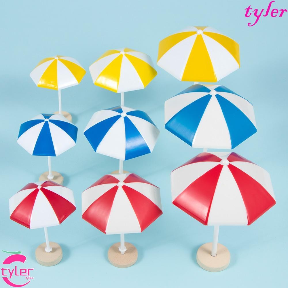 TYLER ร่มกันแดดตกแต่งบ้านน่ารัก PVC DIY งานฝีมือตุ๊กตาอุปกรณ์เสริม Miniature ภูมิทัศน์ตุ๊กตาชายหาด