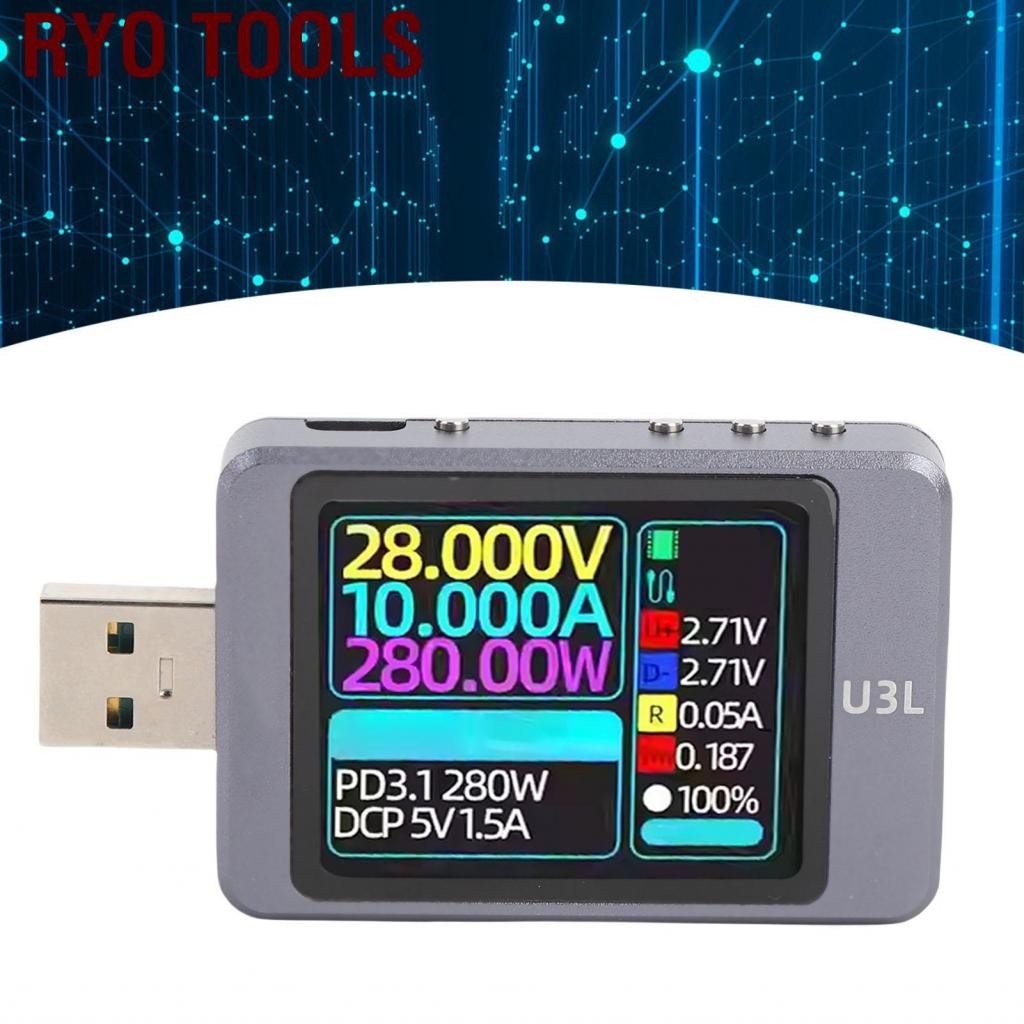 Ryo Tools-th USB Tester 4-28V 0-5A หน้าจอ 1.77 นิ้ว A C แรงดันไฟฟ้ากระแสไฟฟ้าหลายมัลติมิเตอร์การชาร์
