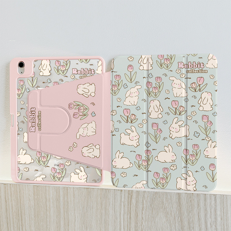 ผีเสื้อBowknotแท็บเล็ตสําหรับXiaomi Pad 7 6 5 7pro 11.2 Mi Pad 6S Pro 12.4 หมุนอะคริลิคTri-พับPuหนังกรณีพร้อมช่องเสียบปากกา