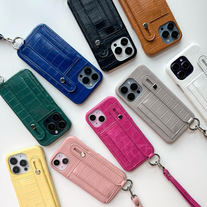 [i17] พร้อมส่ง 10โทนสี T10S18 เคสคล้องมือสะพายบัตร S2 (1) เคสหนังใส่บัตรคล้องมือ+สายสะพาย เคสไอโฟน for iPhone17Promax