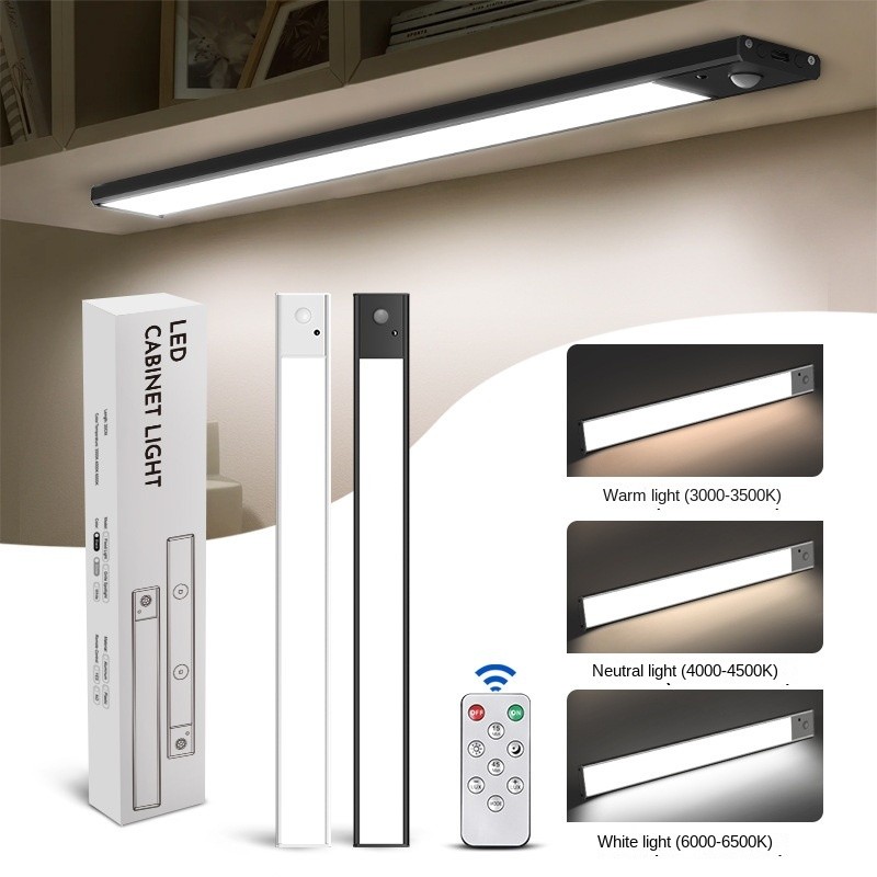 3 สีรีโมทคอนโทรล Motion Sensor Led Night Light Ultra-Thin สมาร์ทไร้สายตู้ครัวโคมไฟ USB ตู้เสื้อผ้าโคมไฟ