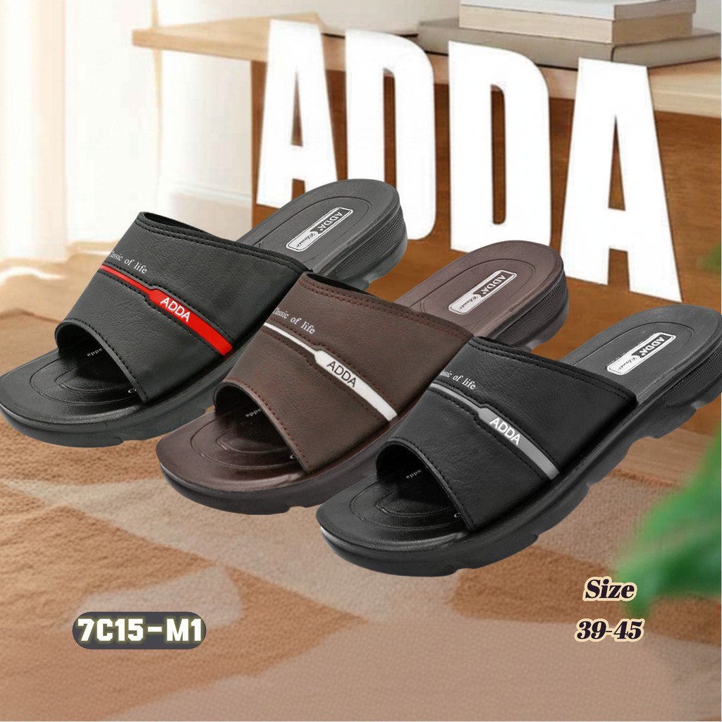 ADDA 7C15-M1 ของแท้ 100% | รองเท้าแตะชาย PU Classic | พื้นหนานุ่ม "Classic of Life" ใส่สบายทุกวัน