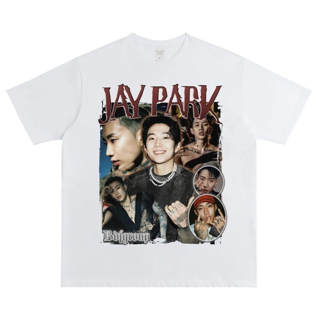((เสื้อยืดแขนสั้นคอกลม ผ้าฝ้ายพิมพ์ลาย Kpop JAY PARK สำหรับทุกเพศ))