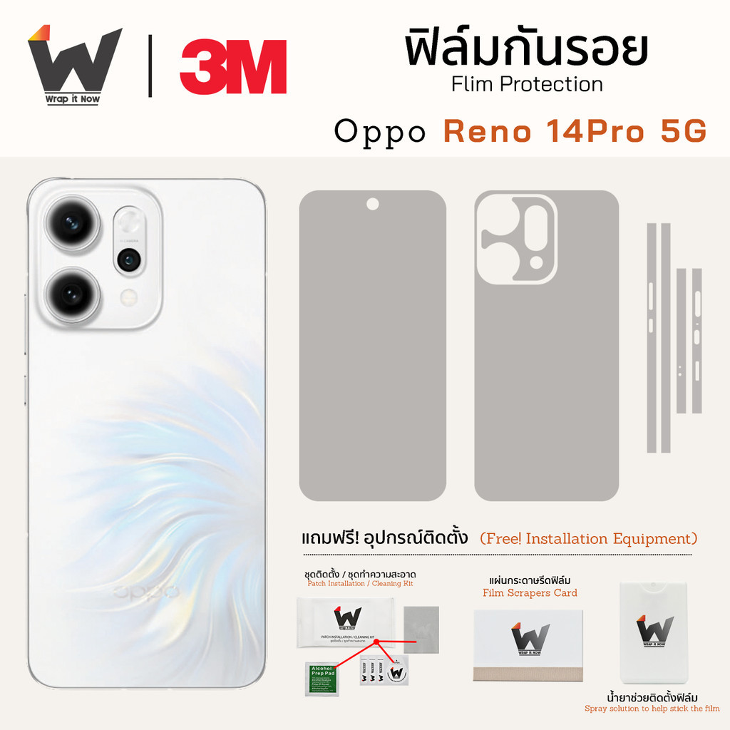 ฟิล์มกันรอย OPPO Reno 14Pro 5G / Reno14Pro / Reno 14 Pro ฟิล์มรอบตัว ฟิล์มหลัง ฟิล์มกล้อง