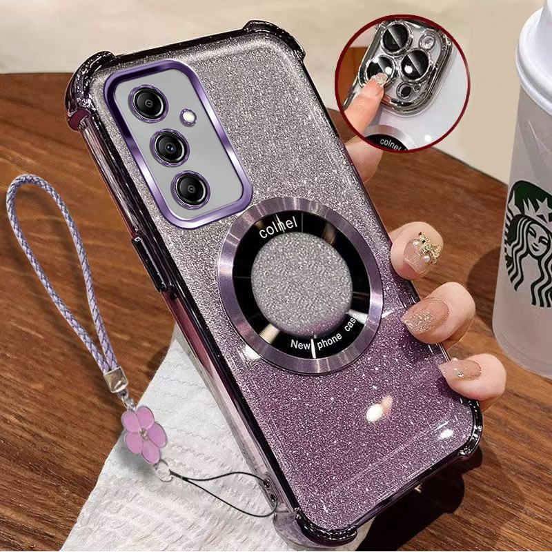 [แถมเชือกเส้นเล็ก] ปลอก Samsung A16 A26 A36 A56 M56 5G 4G เคสโทรศัพท์ 2025 สีใหม่ทองแม่เหล็กไร้สายซิลิโคนสี่มุมป้องกัน TUP เคสโทรศัพท์กันกระแทก vfrbgt