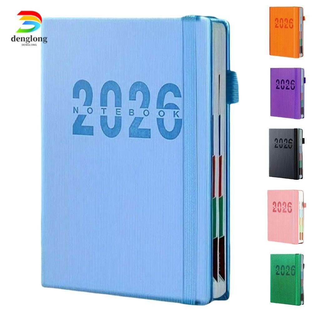 สมุดบันทึก DENGLONG ภาษาอังกฤษ A5 2026 Schedule Book, Multifunctional Efficiency Manual Time Management Diary Weekly Planner นักเรียน