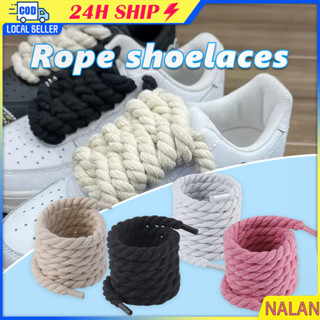 ร้านอยู่กทม.1คู่ เชือกผูกรองเท้า ผ้าฝ้าย ขนาด 8มม.ยาว120CM ท…