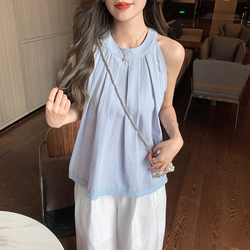 2025 ฤดูร้อนรอบคอแขนกุด A-Line เสื้อเสื้อเสื้อกั๊กฤดูร้อน 3CVN