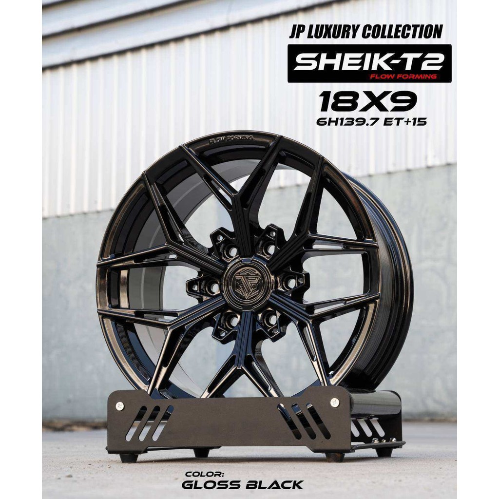 ล้อแม็ก ขอบ18 JP RACING SHEIK-T2 18X9.0 6H139.7 ET+15 CB106 สีดำเงา🎏ราคา1วง✅แถมจุ๊บเหล็ก👍