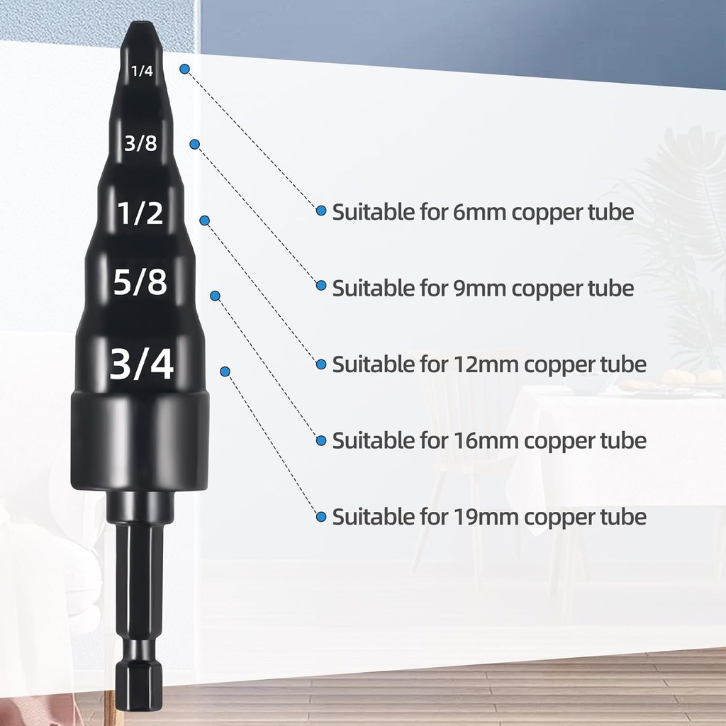 HVAC Repair Tool, Swaging Tool HVAC 5 in 1 Air Conditioner Copper Pipe Expander Swaging Drill Bit Se