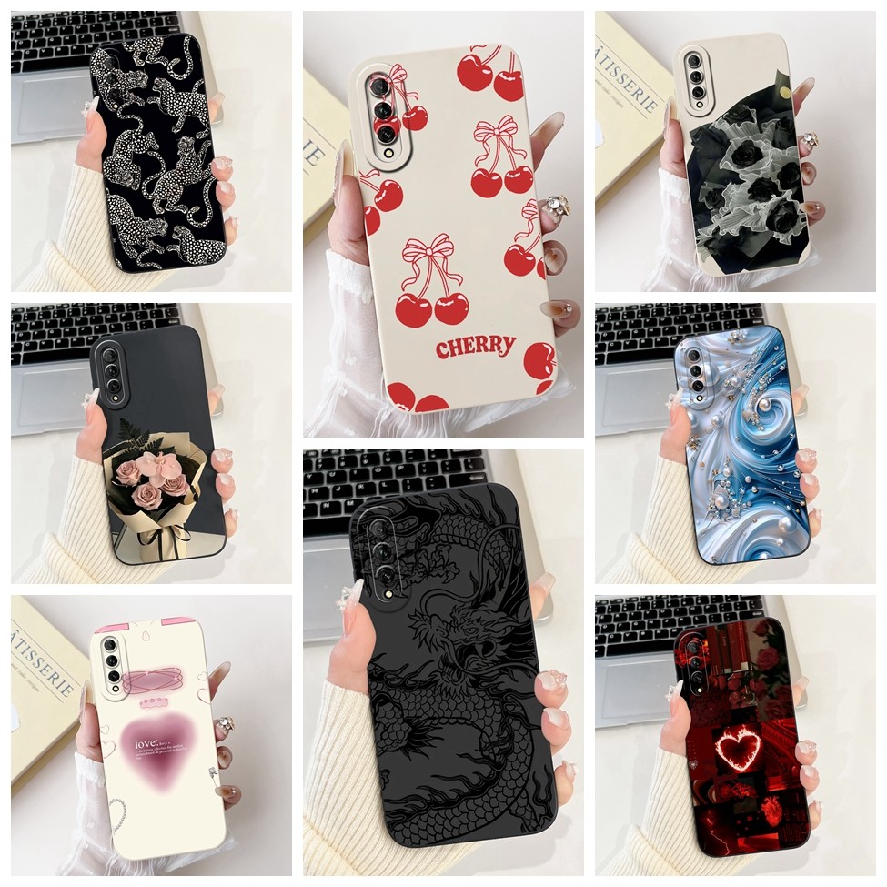 Huawei STK-L21 STK-LX3 STK-L22 กรณี Huawei Y9s หรูหราแฟชั่นดอกไม้ Kawaii สาวน่ารักแมวกันกระแทกเคสโทร