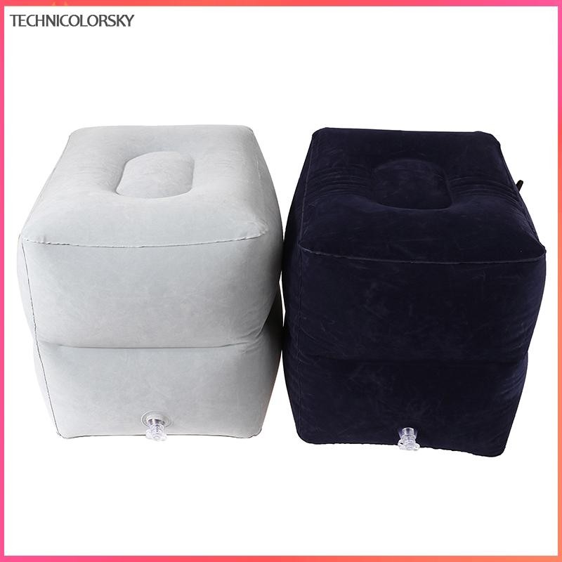 Technicolorsky PVC Kids Flight Sleeping Footrest หมอน Resting หมอนบนเครื่องบินแมวรถบัสหมอน Inflatable Travel Foot Rest หมอนเท้า Pad TSY