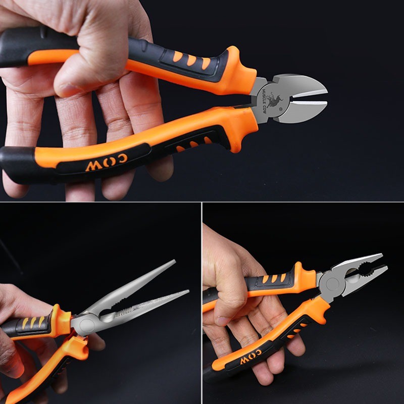 Muscle Cow คีม 6 นิ้ว / 8 นิ้ว  คีมปากแบน คีมปากแหลม คีมปากเฉียง ตัวคีมทำจากเหล็กกล้าโครเมียมอัลลอย พื้นผิวเคลือบ - รูปที่ 6