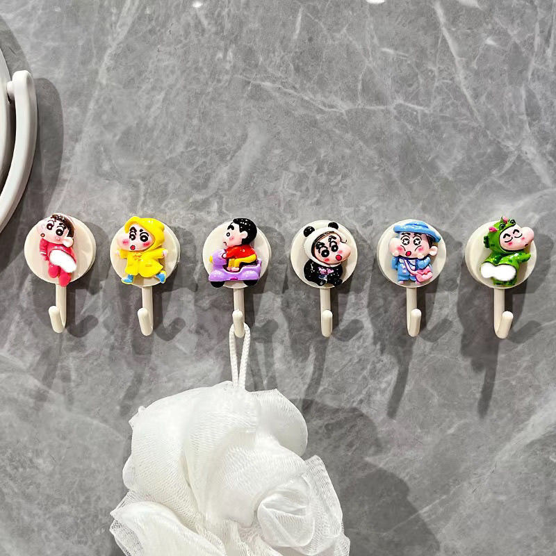 God of Wealth Shin-Chan การ์ตูนโหลด-Bearing Hook เจาะน่ารักเหนียวหลังประตูห้องครัวเสื้อผ้าหอพักห้องน