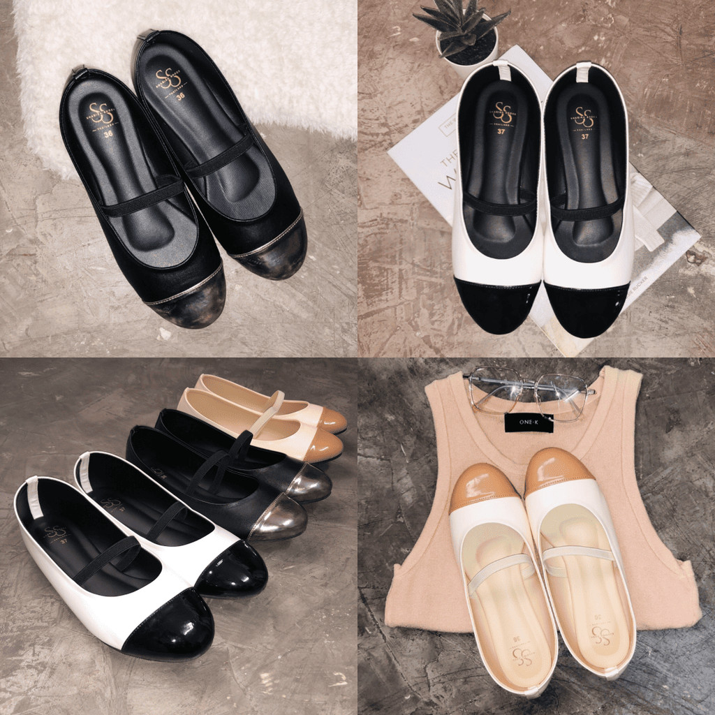 Sharisa Shoes รุ่น BALLET (035) คัทชู ทูโทน พื้นนิ่ม สวมใส่สบาย เสริมยางยืดกระชับเท้า สีรองเท้าแมทซ์ได้ง่ายลุคไหนก็ดูดี