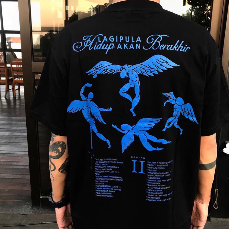 เสื้อยืด HINDIA - TRACKLIST Again Pula Life Will End สีดําวัสดุหนาผ้าฝ้าย combad 24s เสื้อยืดหนา Hin