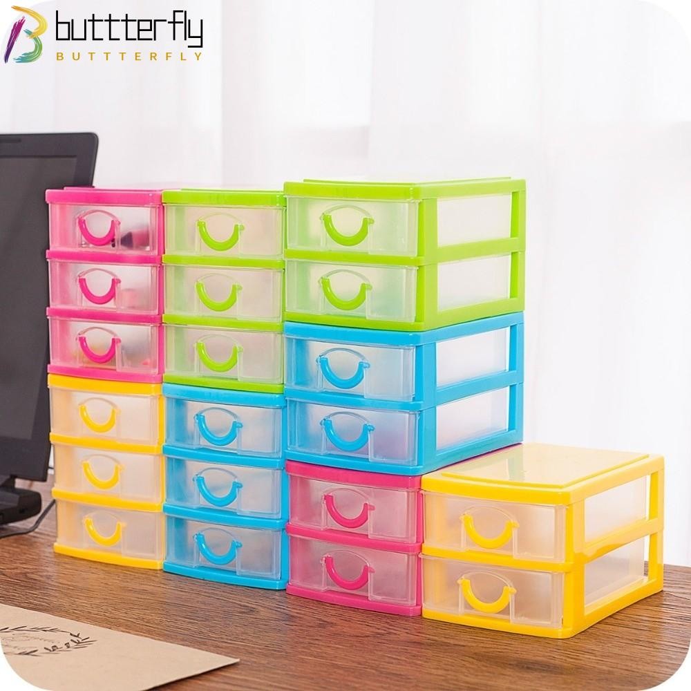 BUTTTERFLY กล่องวัตถุขนาดเล็ก, ลิ้นชักตั้งโต๊ะพลาสติกหลายชั้น, ที่เก็บของกระจุกกระจิกที่ทนทาน วัตถุขนาดเล็ก