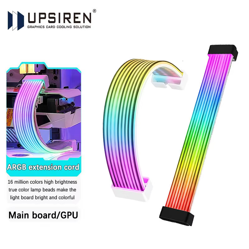 UPSIREN บอร์ดไฟ ARGB งอได้,เหมาะสําหรับเมนบอร์ดกราฟิกการ์ดแถบไฟตกแต่งสายนีออน LED ARGB Line