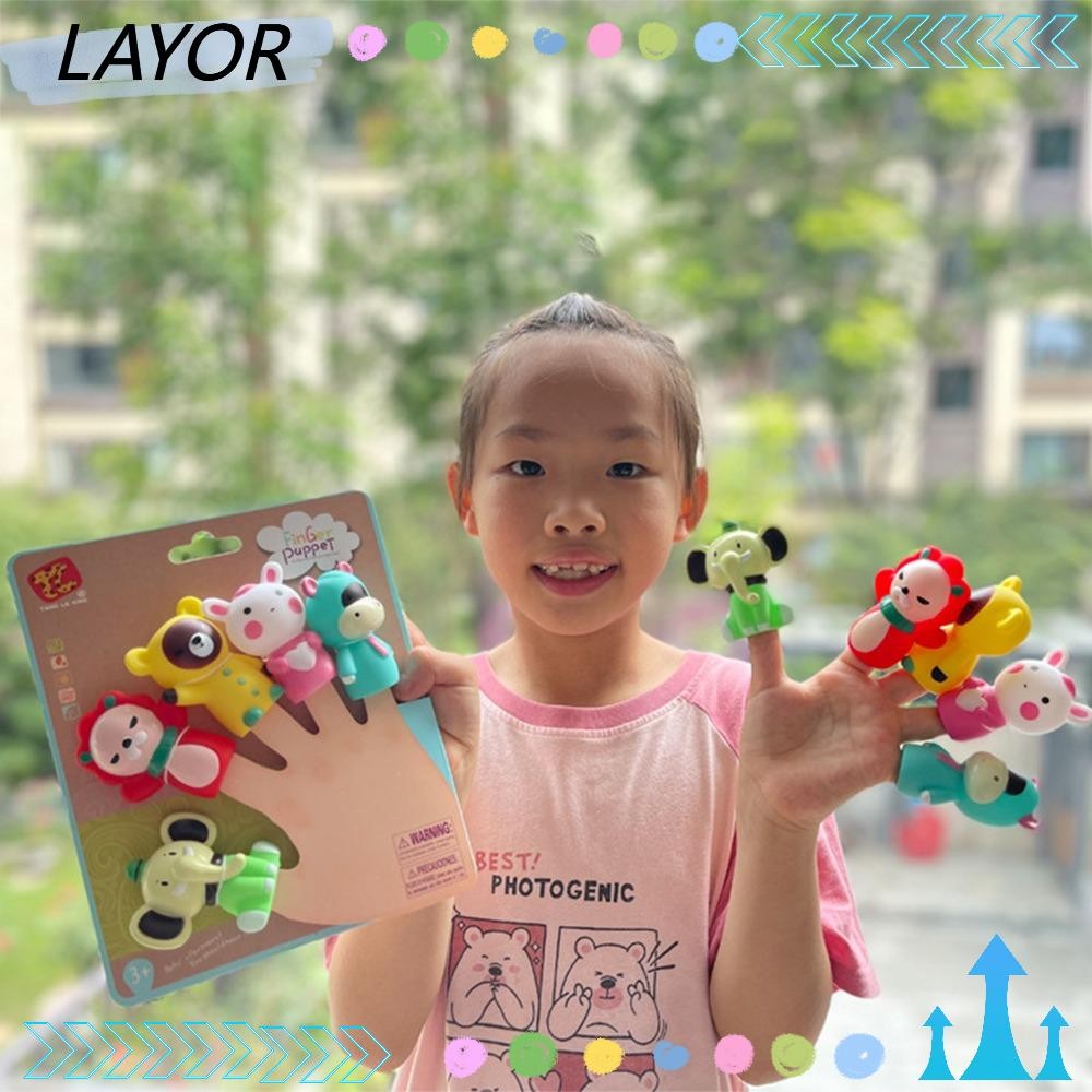 LAYOR 5 ชิ้นของเล่นนิ้วมือ,ยางสัตว์ยางนุ่มสัตว์หุ่นนิ้วมือ,หุ่นชุดของเล่นเพื่อการศึกษาของขวัญ Bath Finger Puppets สําหรับเด็ก