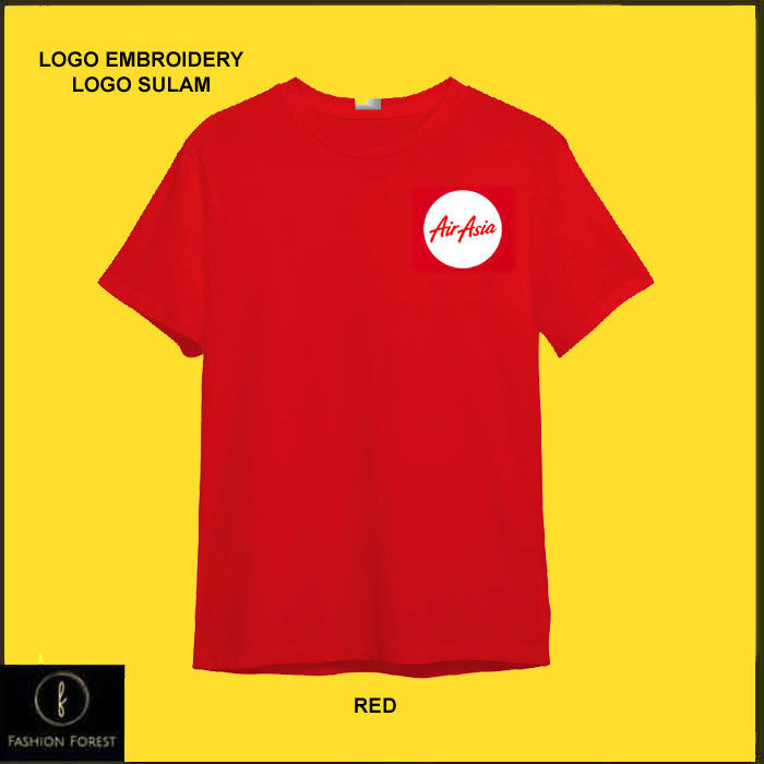 เสื้อยืดคอกลมไมโครไฟเบอร์แห้งเร็วพอดีย์โลโก้เย็บปักถักร้อยSulam airasia air Asiaรอบเครื่องแบบสําหรับ