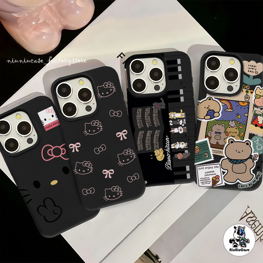 เข้ากันได้สำหรับ เคสไอโฟน13 เคส หมีน้อยน่ารัก For iphone 16 Pro 8 Plus XR 12 11 13 14 15 Pro Max กันกระแทก แบบด้าน Case