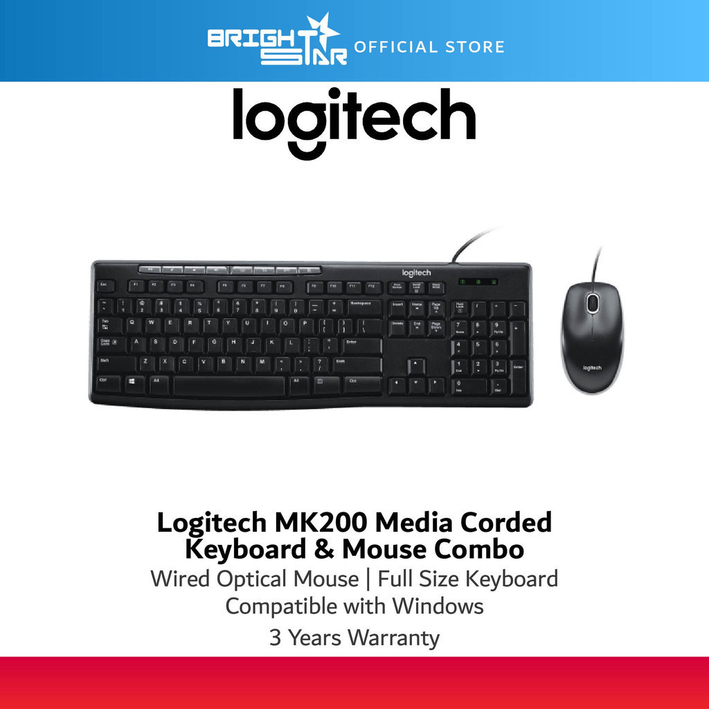 LOGITECH MK200 Media Wired Keyboard & Mouse Combo