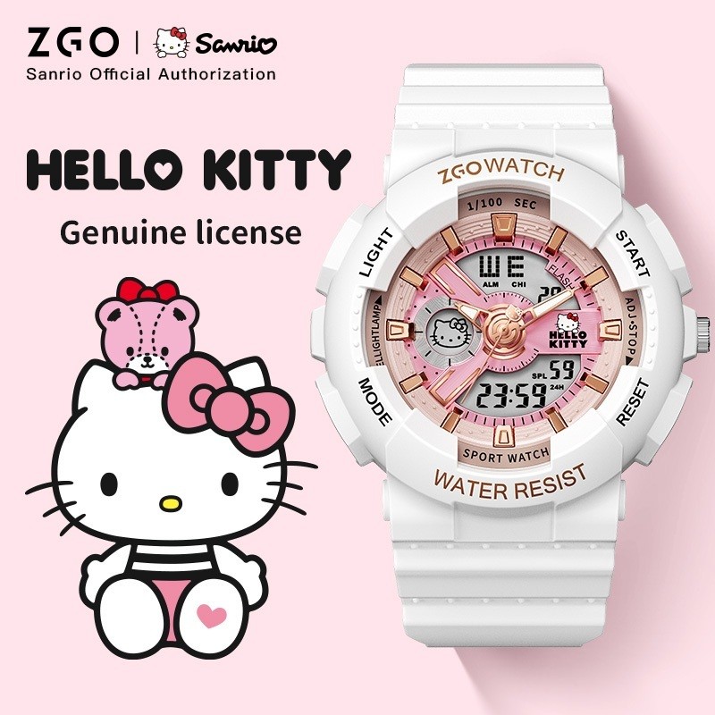 ZGO x Hello Kitty Kids นาฬิกาอิเล็กทรอนิกส์สําหรับเด็กผู้หญิงนักเรียนมัธยมต้นแฟชั่นและน่ารักนาฬิกาข้