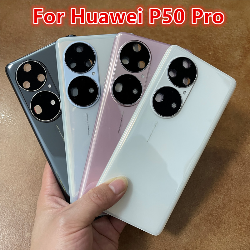 P50Pro ฝาหลังแบตเตอรี่สําหรับHuawei P50 Proด้านหลังกระจกเปลี่ยนอะไหล่ซ่อม + เลนส์กล้อง