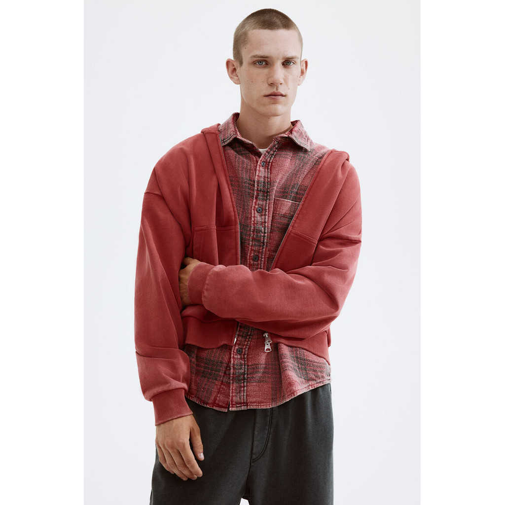 H&M(เอชแอนด์เอ็ม) ฮู้ดดี้ซิปผ่านแบบโอเวอร์ไซส์ Men Oversized Fit Zip-through hoodie 1262389_2