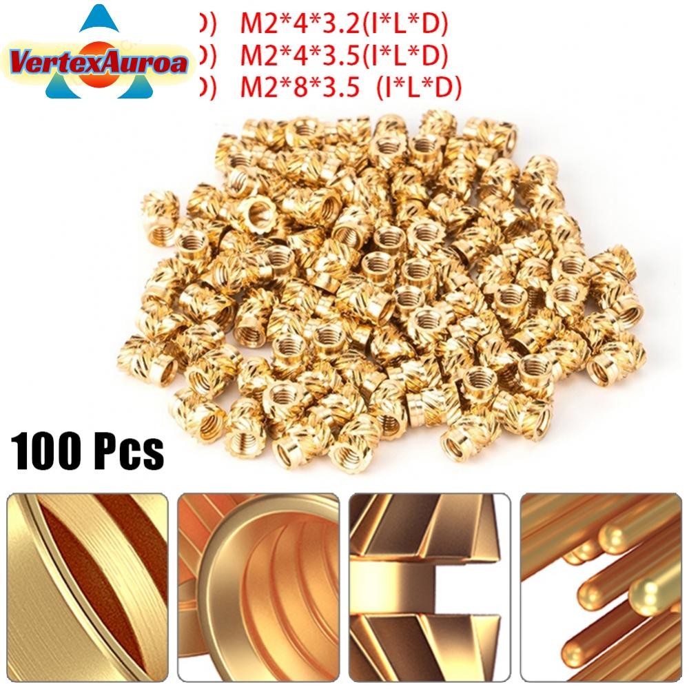 [VERT]Threaded Insert 100PCS Accessories Brass Internal Knurled Nut Replacement