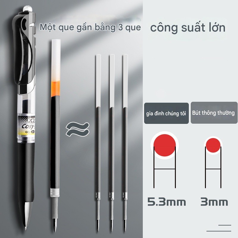 Pressed Gel Pen - ปากกาเจลแบบเติม - 0.5 มม. Nib สีดํา/น้ําเงิน/น้ําเงิน/น้ําเงิน/แดง-PA001