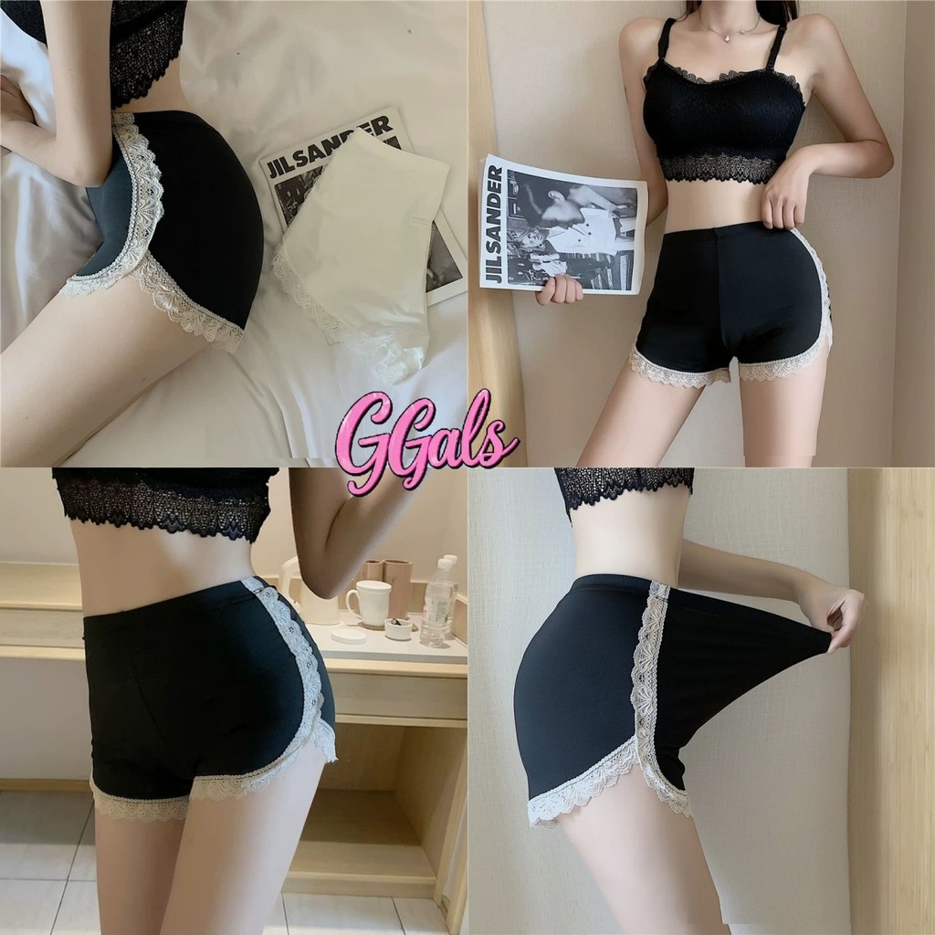 🌸GGals🌸กางเกงขาสั้นผู้หญิง ผ้านุ่ม ขอบลูกไม้เรียบเนียน กางเกงขาสั้น ใส่สบาย กระชับผิว พร้อมส่ง
