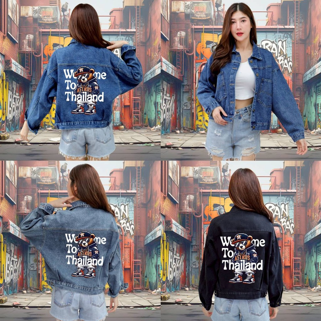 PINKแจ็คเก็ตยีนส์แขนยาว. เสื้อยีนส์ทรงครอป   ของต้องมี ใส่ได้ทุกวัน