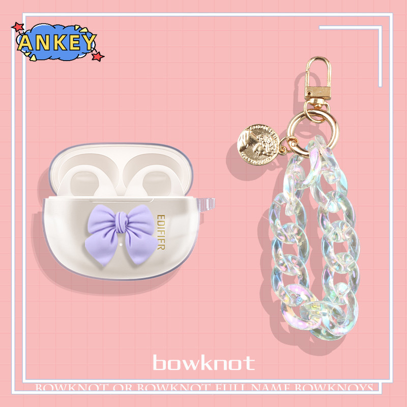 for Edifier Comfo C R1 Cute cartoon transparent shell with cute patch carrying cartoon pendant