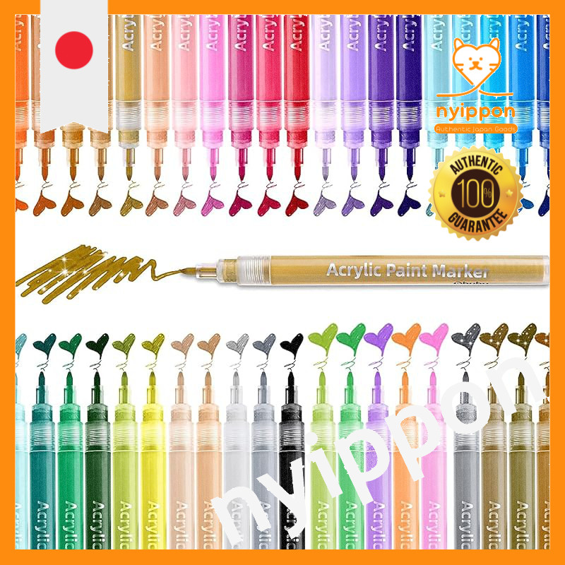 Ohuhu Marker Pen 40 Colors Set Acrylic Pens Fine Tip Water-Based Pens Color Pens Highlighters 4 Meta