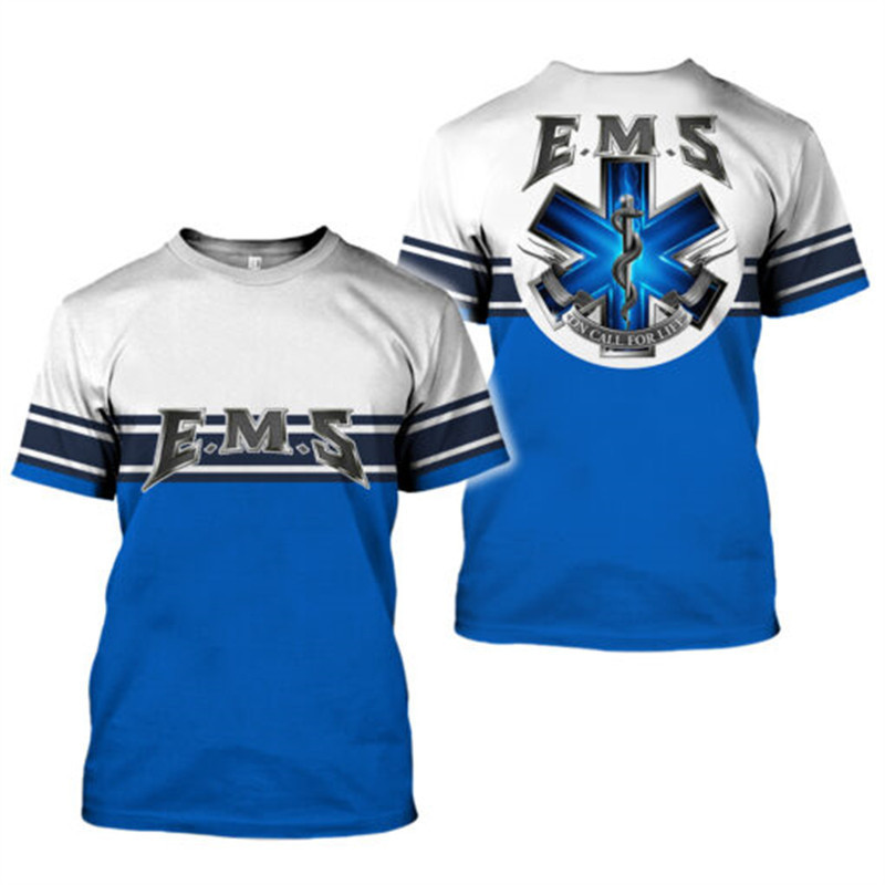 เสื้อยืดคอสเพลย์ EMS EMT Medical Paramedic Worker Tattoo 3D พิมพ์ สไตล์ STREETWEAR ฤดูร้อน