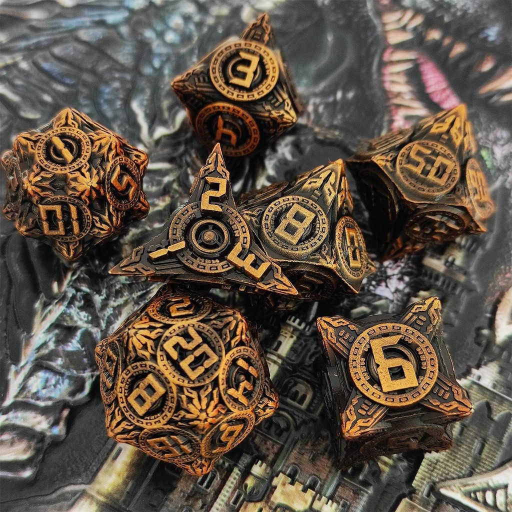 Metal COC Running Group Dice Mechanical Style Set DND Cthulhu TRPG Dungeons and Dragons d20 Multi-Si